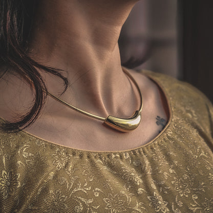 Elegant Moon-Shaped Gold-Tone Necklace