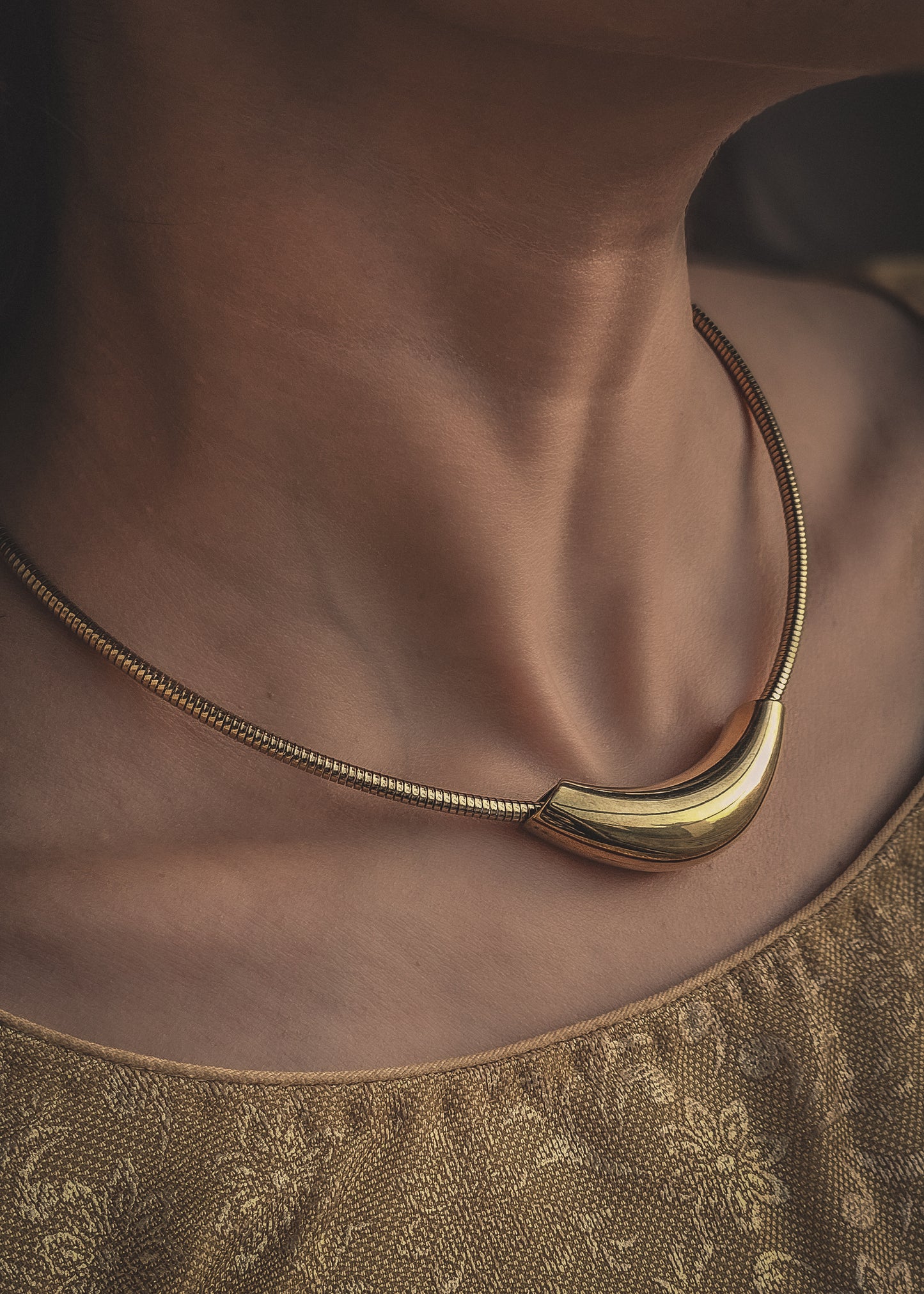 Elegant Moon-Shaped Gold-Tone Necklace