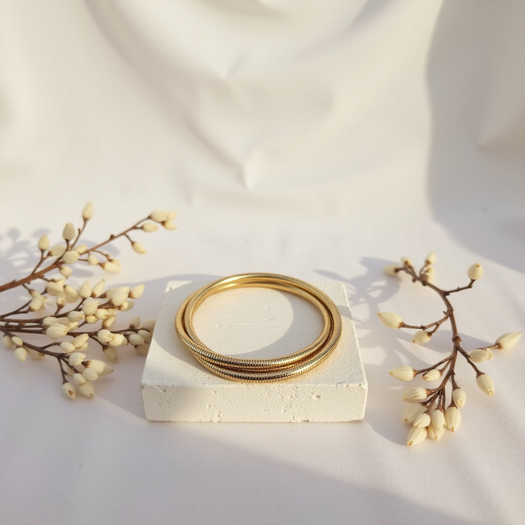 Elegant Gold Metal Coil Bangle